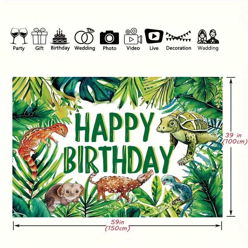Reptile Birthday Backdrop Men Jungle Wild Party Decorations - Temu