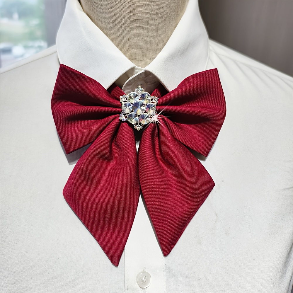 TEMU 1pc Homme Femme, Étudiant Rentrée Scolaire Nœud Papillon, Nœud à Bouton de Manchette avec Fleur, avec Décoration de Neige, Nœud Papillon Élégant
