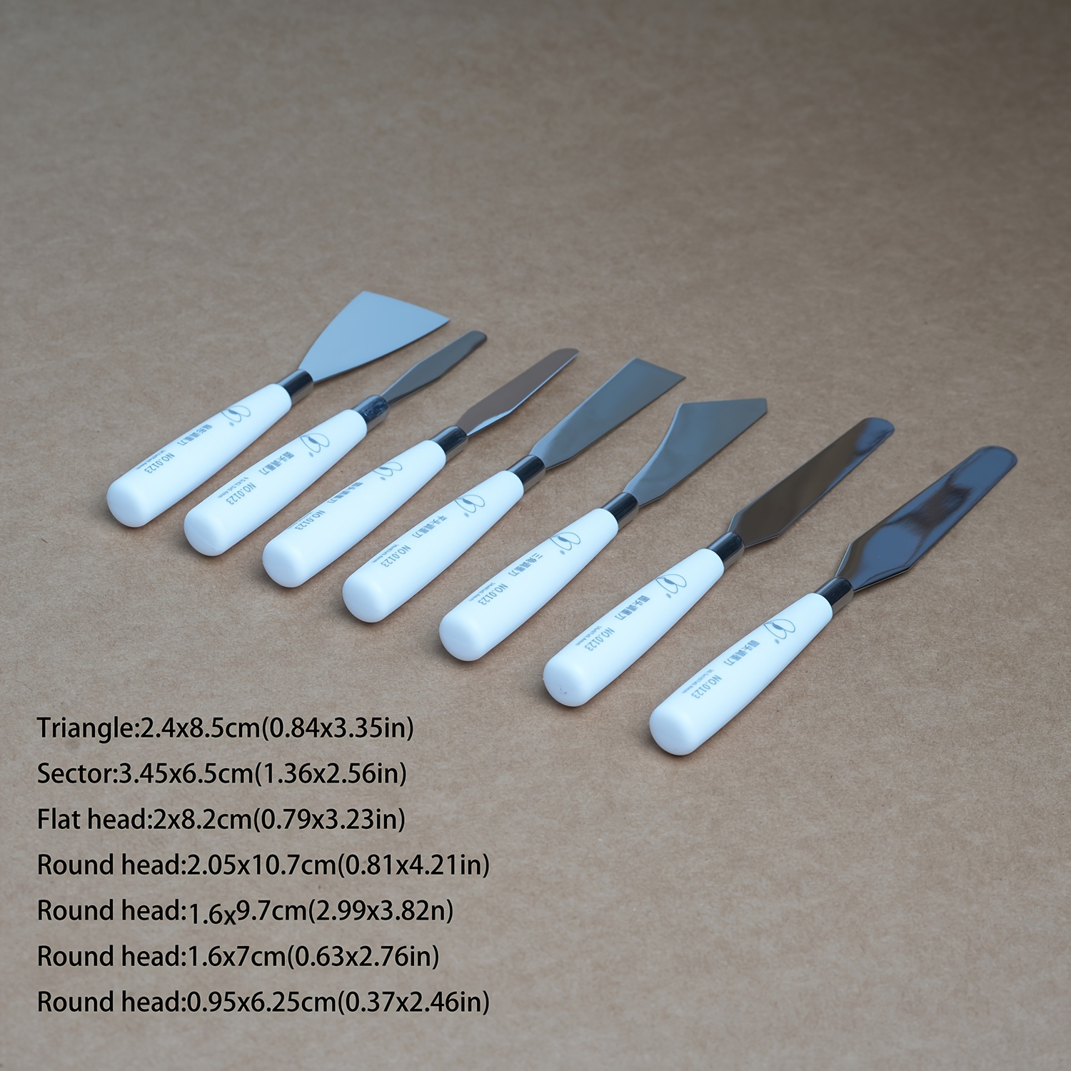 White Handle Stainless Steel Palette Knife for Mixing Colors