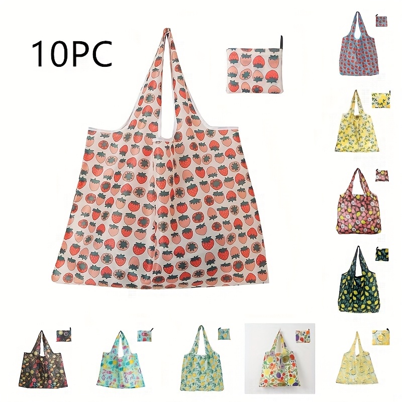TEMU 10 Reusable Shopping Bags That Are Foldable, Portable, And , Suitable For Shopping, Office Use, Travel, Organizing, And Storage
