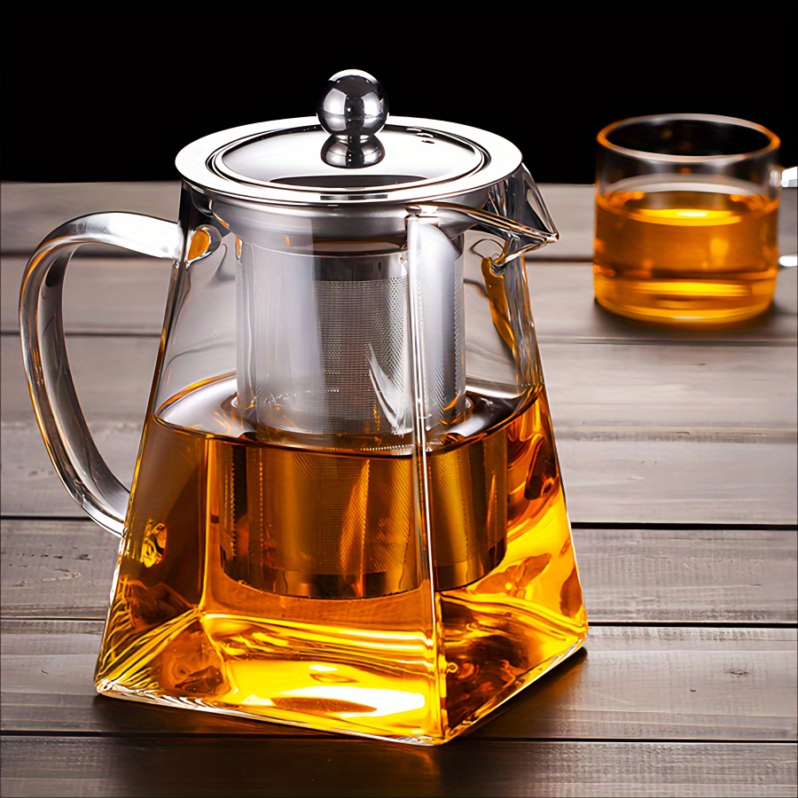 A 950ml Teapot And 4 100ml Teacup Set, Teapot Teacup Set High Borosilicate Glass 304 Stainless Steel Filter With 4 Cups, Pure Hand-blown Teapot Set