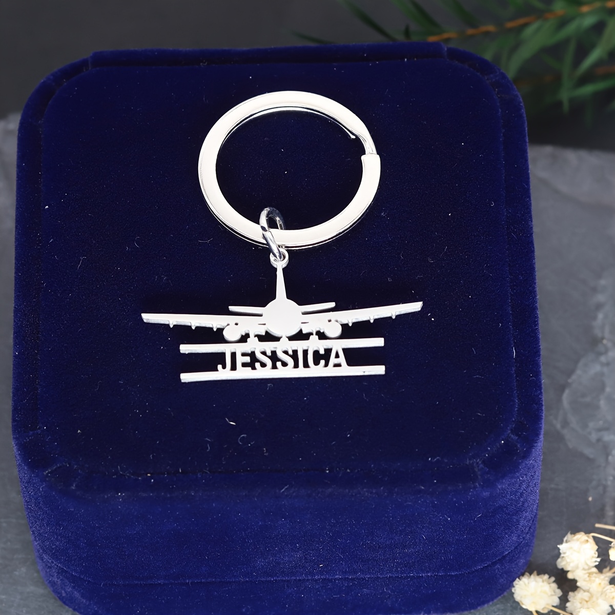 E-shop Personalisiertes Flug- oder Reise-Schlüsselanhänger, Edelstahl Schlüsselring mit individuellem Namen für Männer und Frauen, DIY Geschenk für
