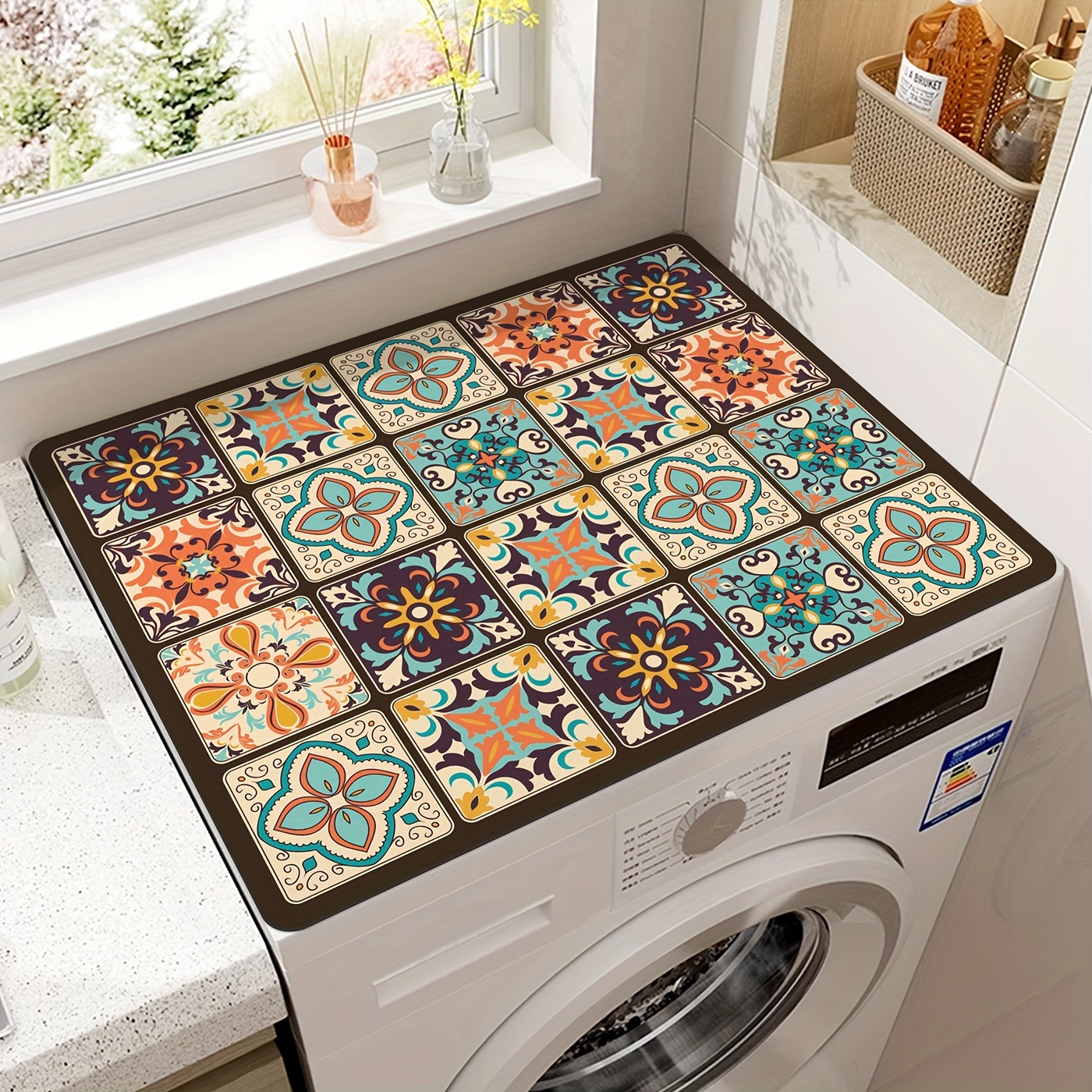 TEMU Mandala Vintage Plaid Print Washing Machine Dust Cover 20