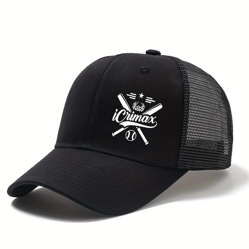 TEMU A Unisex Hard-top Mesh Breathable Baseball Cap With Printed Icrimax Curved Brim, A Summer Outdoor Sun Hat, Trucker Baseball Cap, And A Casual