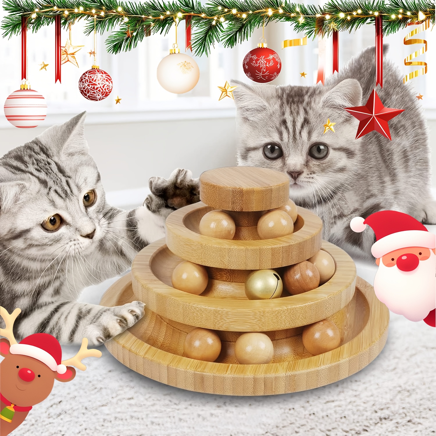 

A Small Cat And Dog Carousel Track Toy, , Of Cat (with 9 Detachable Balls), Interactive Roller Toy, Diy Fun Sports Toy, With Self-fun And Decompression , New Year's Gift