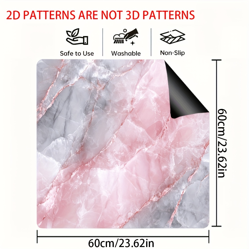 TEMU 1pc Pink Marble Marble Cooktop Protector Mat - Non-slip Stove Top Surface Cover, Elegant Marble Pattern For // Induction Stoves, Easy-clean
