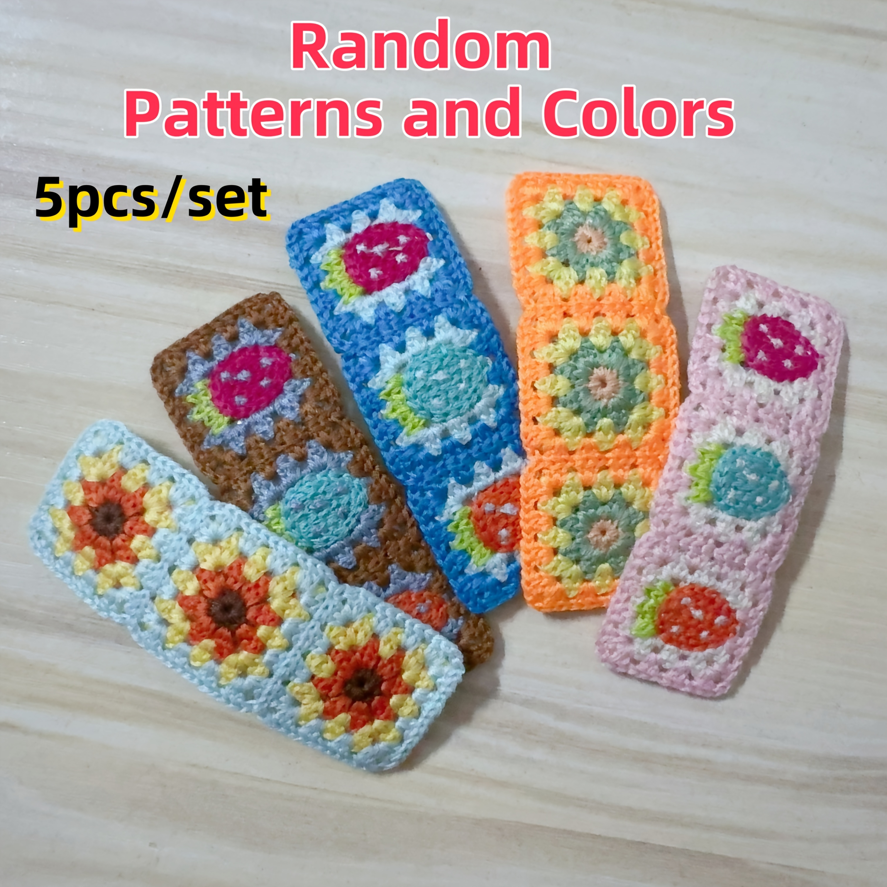 TEMU 5pcs Set Handmade Crochet Hair Clips - Boho-chic Metal Barrettes With Handmade Crochet Loops, Vintage Bohemian Hair Pins For Women &, For Side Bangs, Braids, Ponytails - Elegant Hair