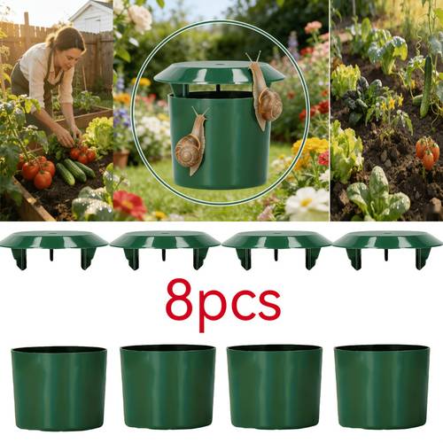8pcs high quality plastic snail and slug trap non toxic physical trap safe for vegetables flowers and pets durable green traps suitable for urban agriculture family gardens and balcony planting