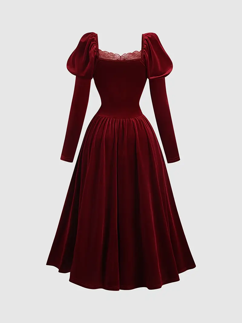 gothic court style burgundy bow puff sleeve belted midi - Temu Oman gothic court style burgundy bow puff sleeve belted midi - Temu Oman