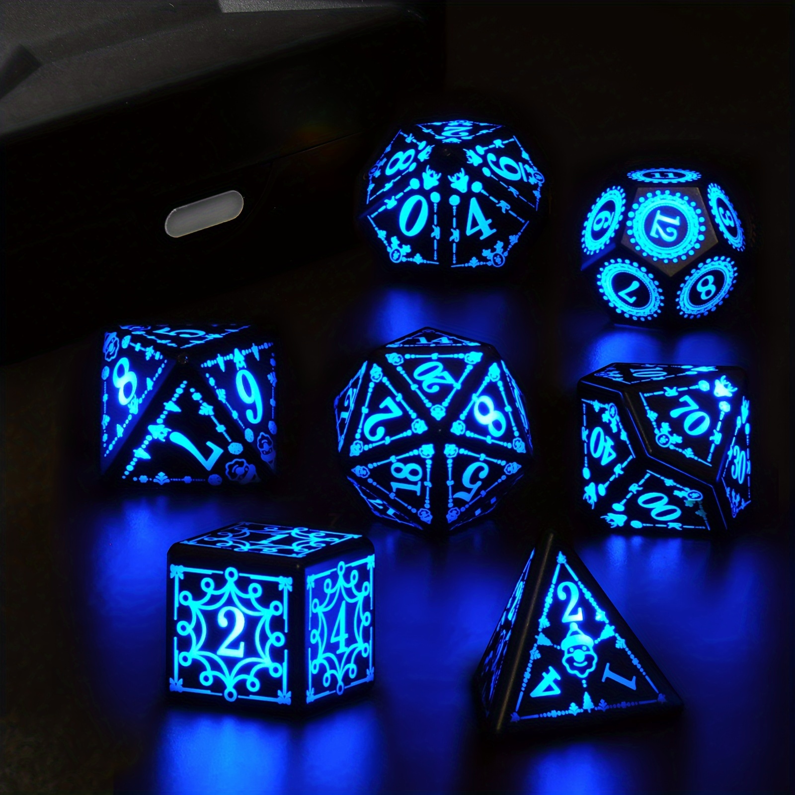 

Wireless Charging Led Dice, Dnd Dice Rechargeable With Charging Box, 7 Pcs Light Up Dice, Dice Set For Rpg Mtg Table Games