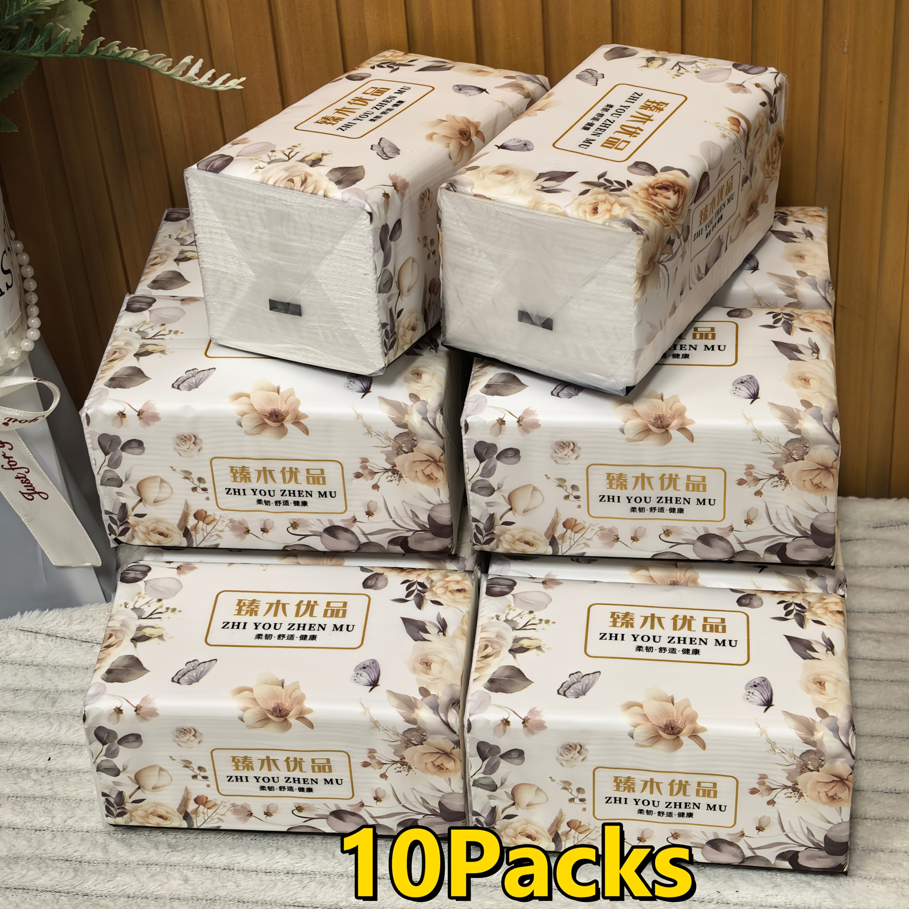TEMU A Total Of 5200/2080 Sheets Tissues (10 Packs/4 Packs Individually) - Ultra Soft, Absorbent, Non Fluorescent/dye Free, Thick And Durable,