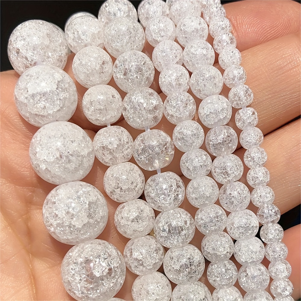

Natural Stone Crackled Quartz Beads - Round Loose Spacer Beads For Diy Jewelry Making, Charm Bracelets & Necklaces - 91/61/46/36 Pcs Assortment Pack