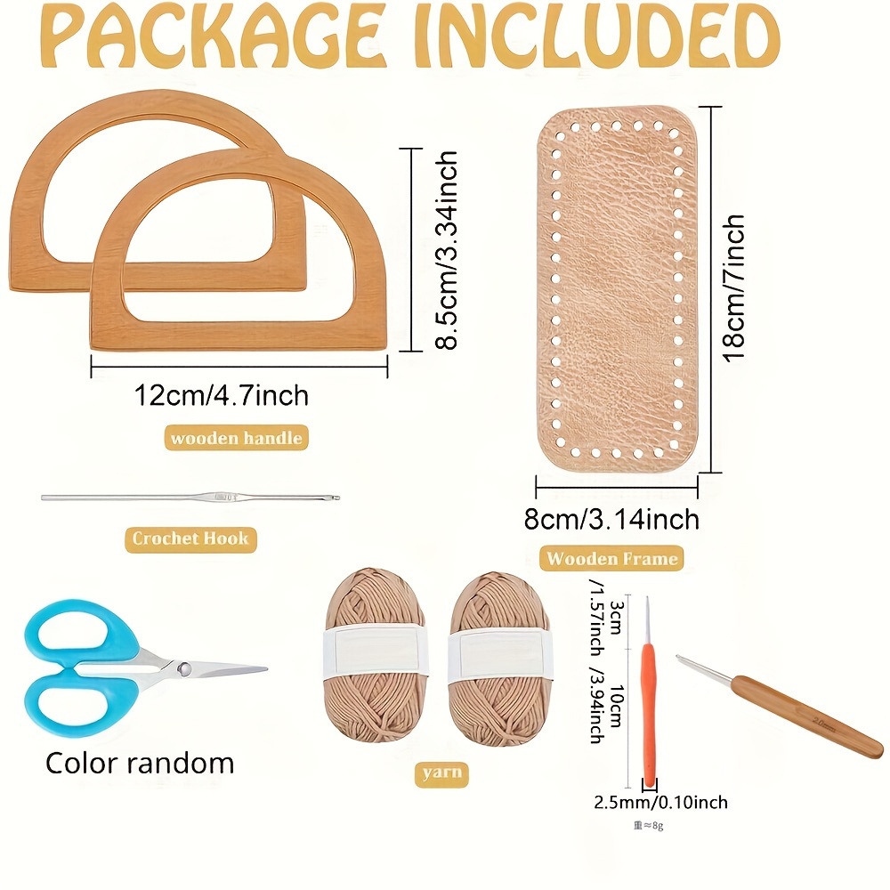 [random Accessory Color] 1 Set Crochet Sets Handbag Making Kit Crochet Starter Kit With Leather Bottom Crochet Bag Kit For Beginners Birthday Gift