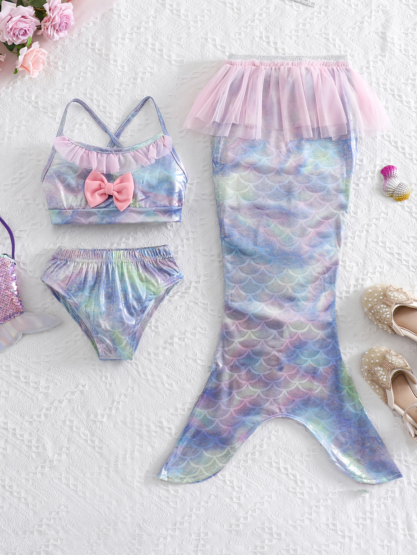Traje De Sirena Para Mujer – 3 Piezas Sexy Y Suave Para Rol, Halloween Y Fiestas Temáticas