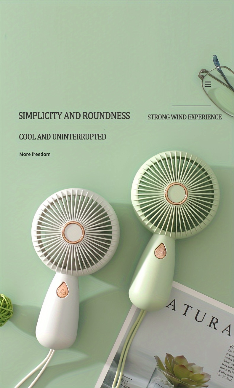 Portable Handheld Mini Fan With LED Lights, USB Rechargeable Quiet Desk Fan, Personal Cooling For Travel & Office Use details 6