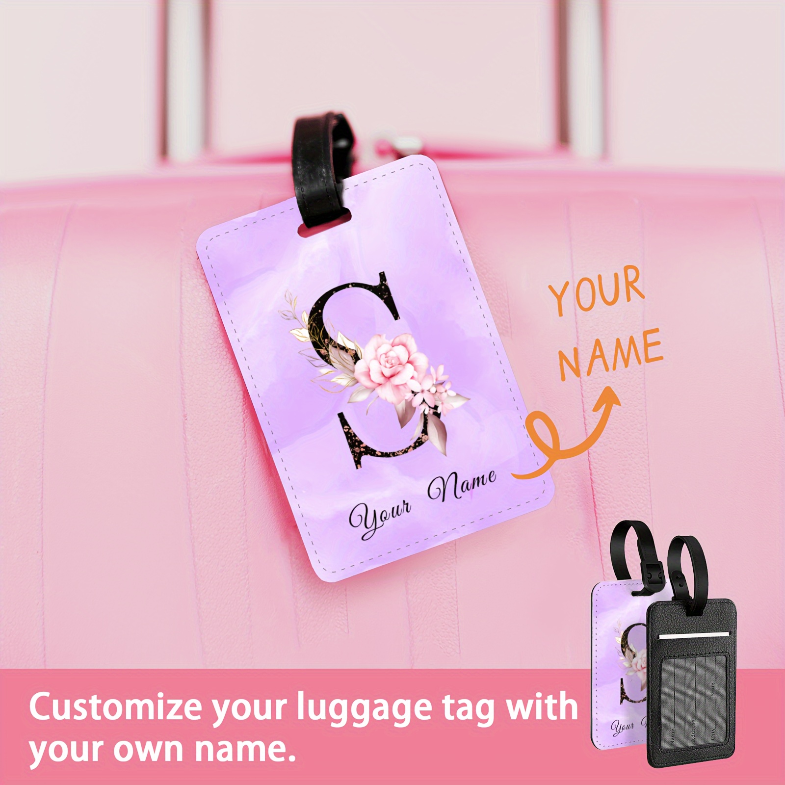 

Custom Floral Monogram Purple Luggage Tag - Id Holder For Suitcases, Backpacks & Bags - Lightweight, Stylish Gift For Valentine's Day, Birthdays & Holidays, Luggage For Travel