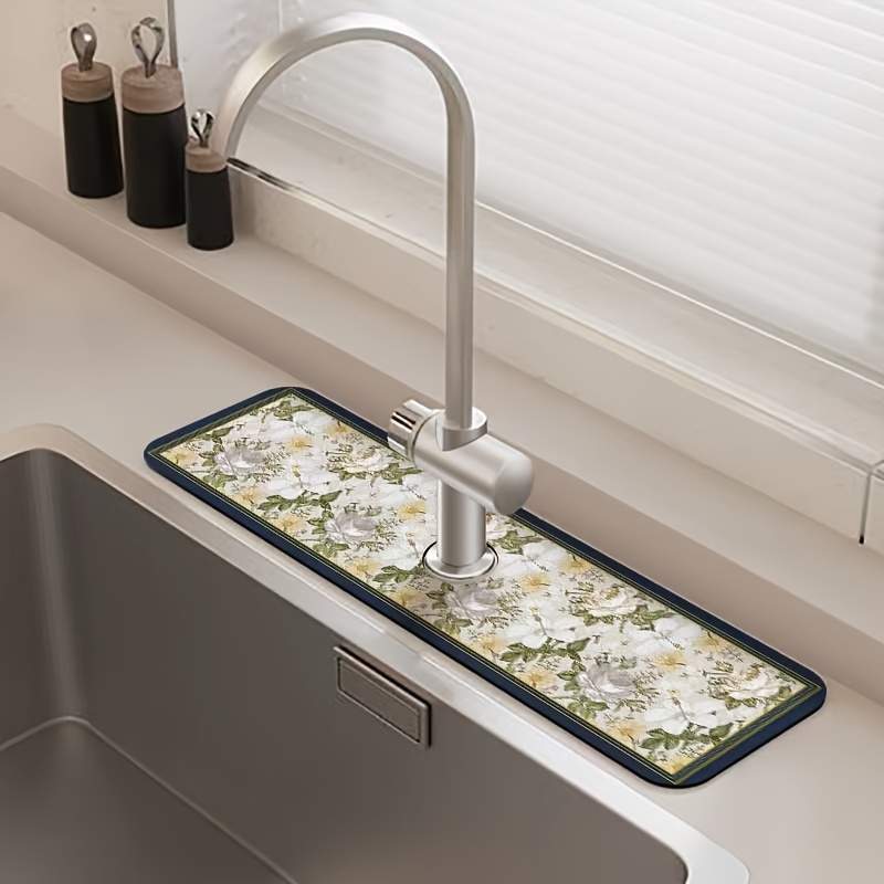 Fairnull Faucet Drain Pad Food Grade Waterproof Silicone Faucet Splash  Water Drainer Sink Protective Mat Kitchen Supplies
