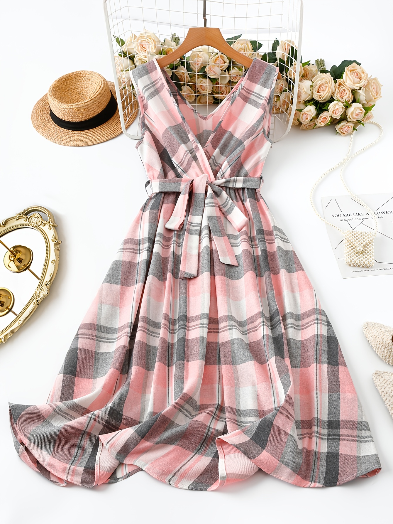 pink checked dress - Mauritius