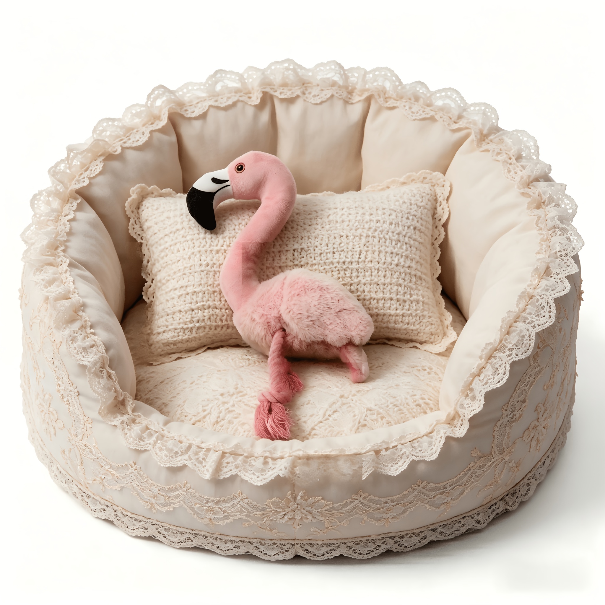 Image of Cat And Dog Boredom Reliever, Soft Filled Bite-resistant Non-shedding Plush Rope Knot Sound Toy, Scratch-resistant And Bite-proof Safe Non-toxic, Washable Independent Play Chew Toy, Realistic Flamingo