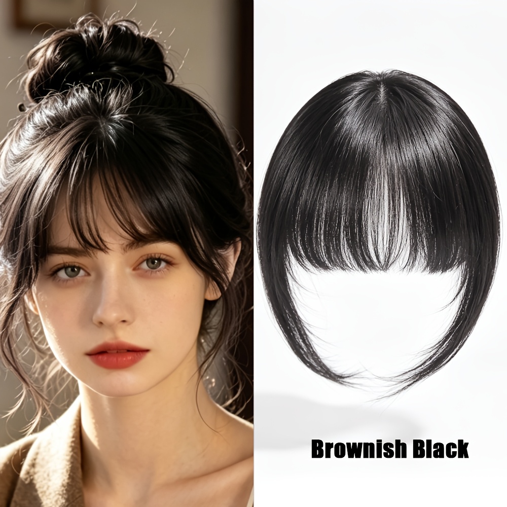 TEMU 6-inch Clip-on Bang Hair Modification For Facial , In Multiple Colors, Suitable For Festival Parties And Daily Wear