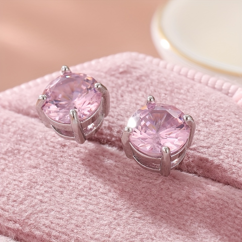 E-shop 1 Paar elegante, rosa, runde Ohrstecker, vielseitige Party-Schmuckstücke, für jeden Anlass, stilvoll und süß