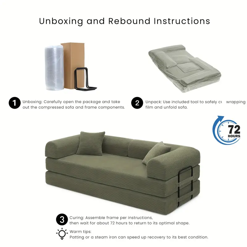 compressed sofa convertible sofa bed lazy sofa bed corduroy compression boneless couch in a box comfy modular foldable floor sleeper sofa for game room furniture comfy couch sofa sectional for living room living room couch foldable sofa spacesaving furniture compact seating modern sectional durable construction highdensity foam multipurpose furniture small studio apartment sofa bed foldable for living room foldable sofa Product details 4