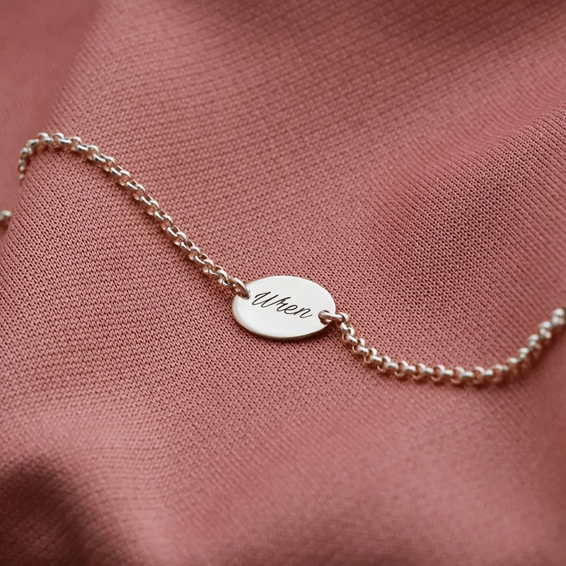 Personalized Text Oval Bracelet, Custom 304L Stainless Steel