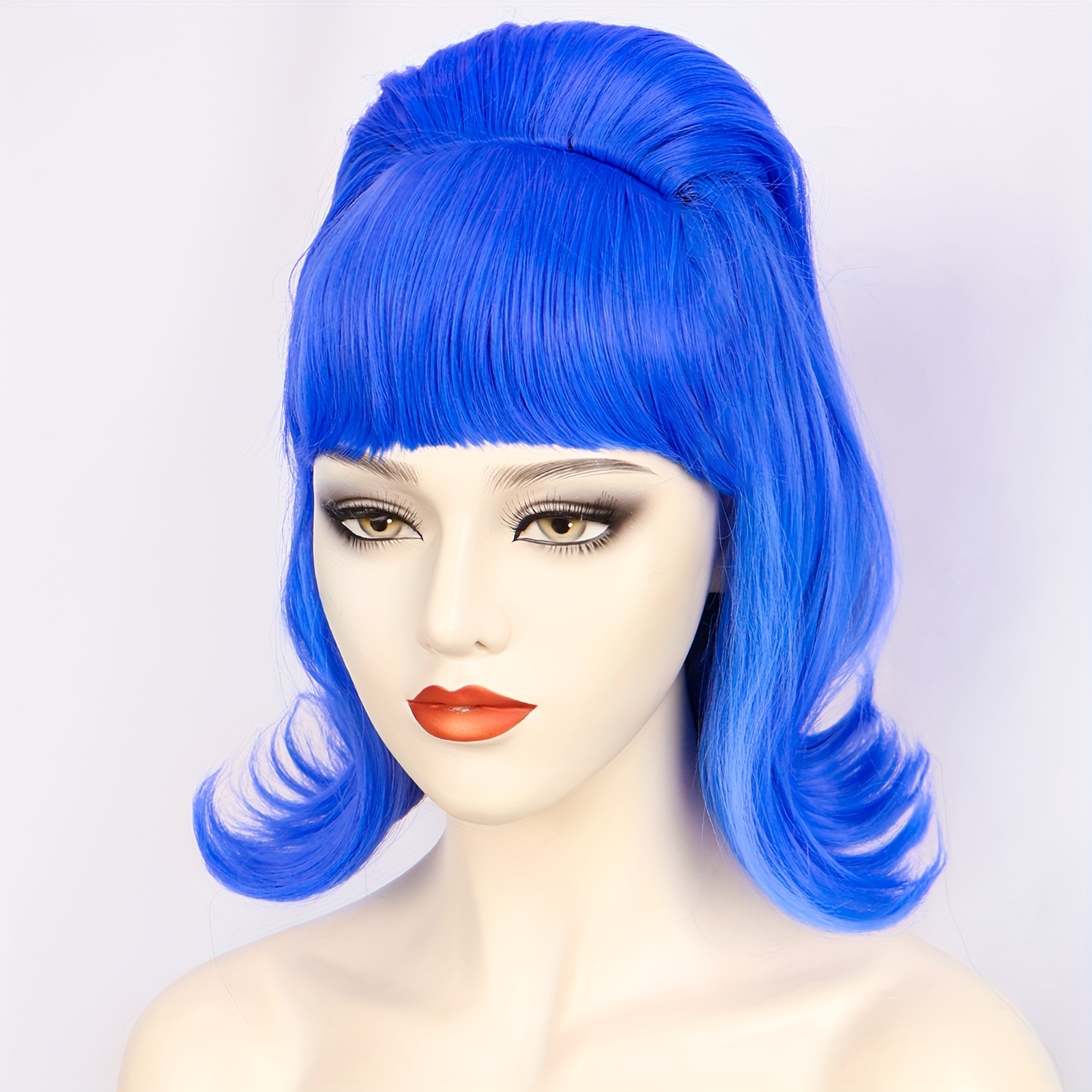 elegant deep wave synthetic hair wig 70s 60s black retro - Temu display picture 3