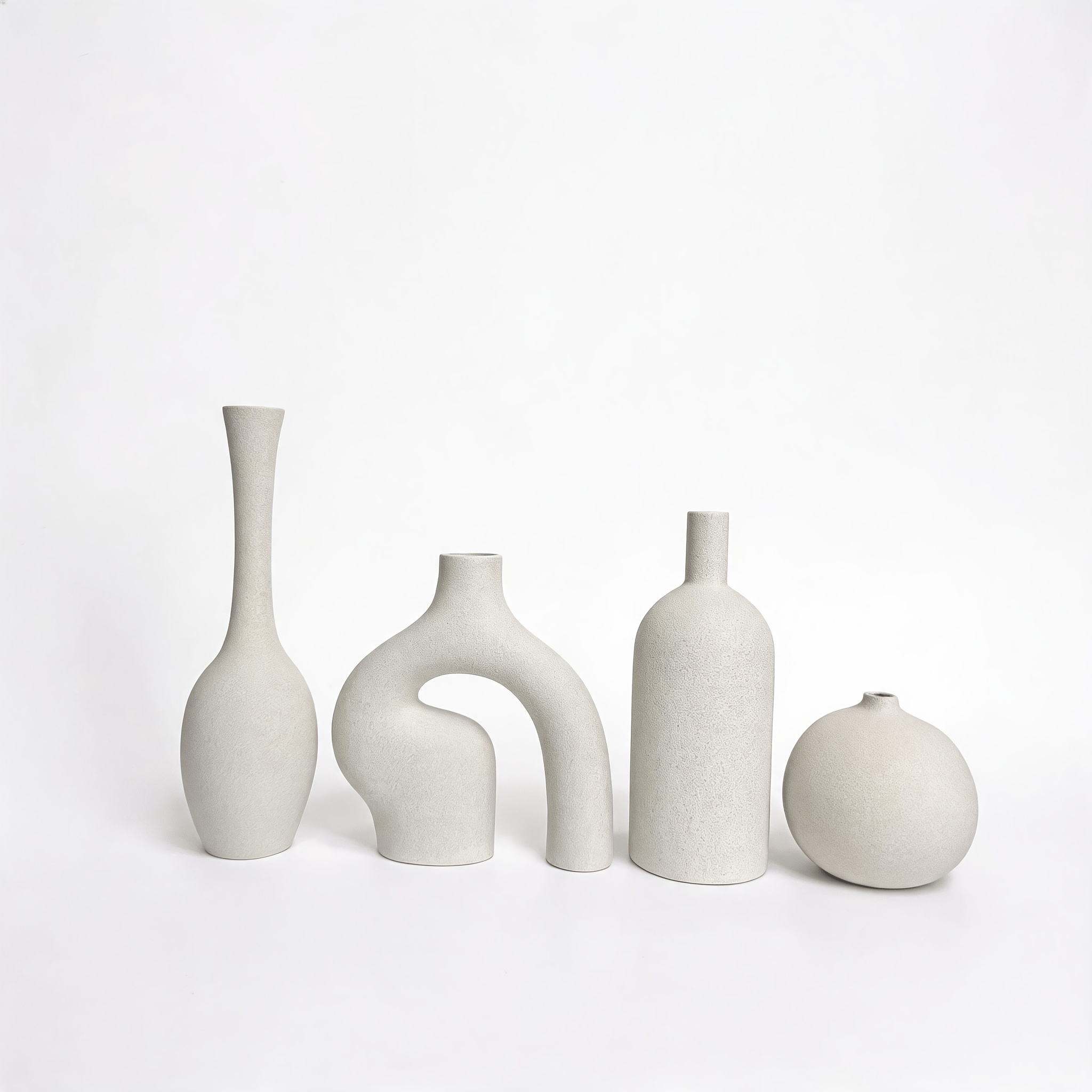 TEMU Lot de 4 vases d'art irréguliers gris et blanc, vases modernes 3D imprimés en PLA pour fleurs séchées, décoration de table de salon