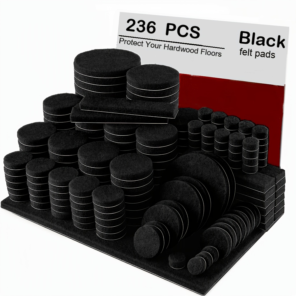 TEMU 236pcs Furniture Pads, Premium Furniture Felt Pads, Bulk Self-adhesive Anti-scratch Floor Protectors, Suitable For Hardwood Furniture Legs.