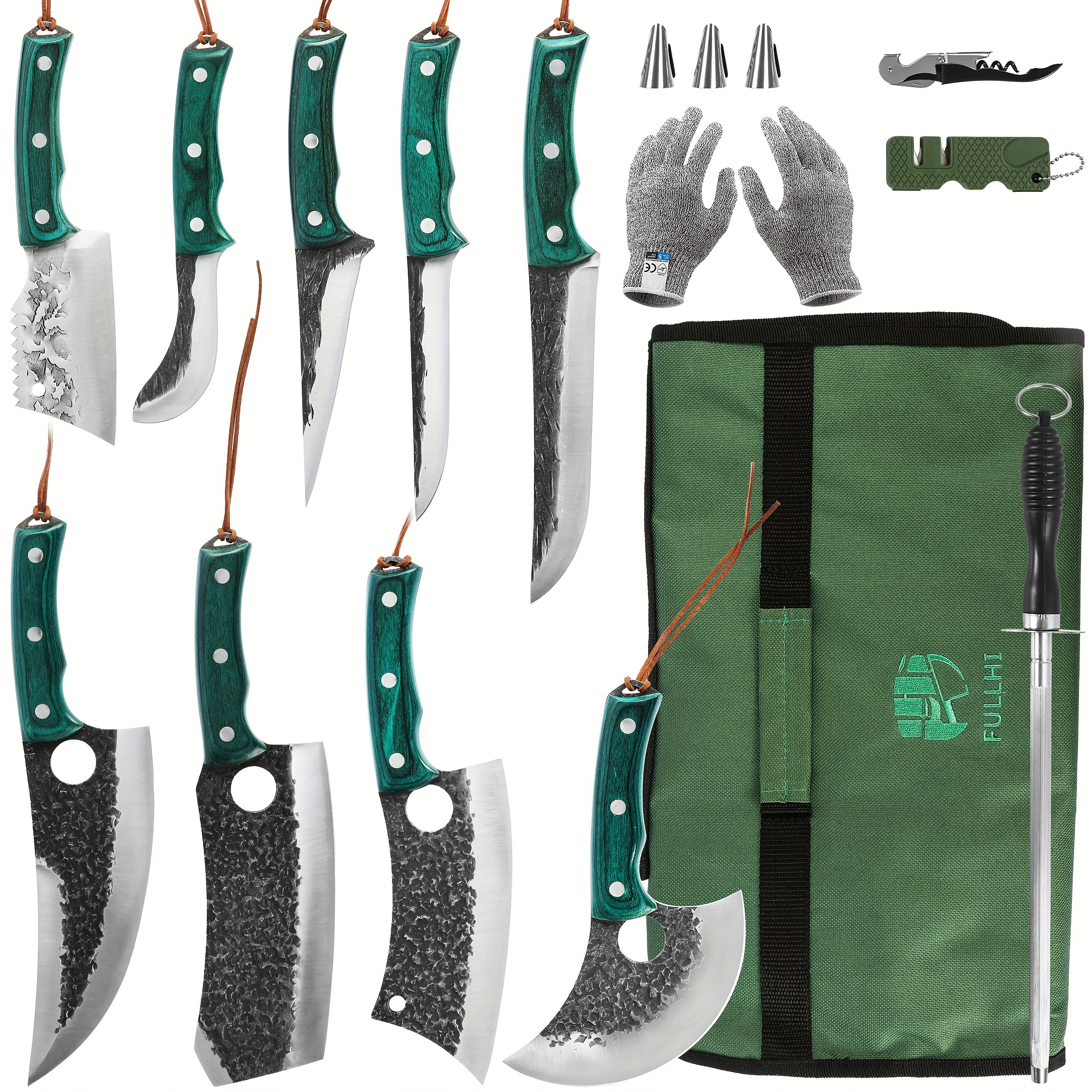 

Portable 15pcs Knife Set Woodhandle Bag Knife Knife Steel For