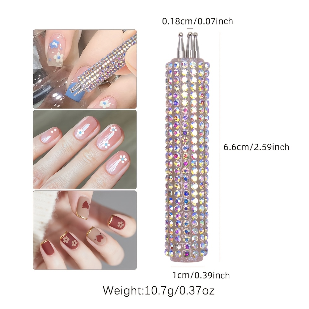 TEMU Nouveau stylo à à strass brillant, motif pétale de fleur à coup unique, manche en acrylique inodore, outil de de nail art, tampon à ongles