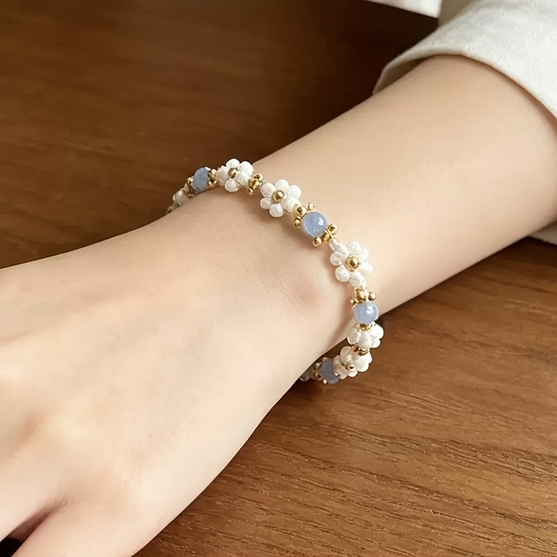 TEMU 1pc Bohemian Style Rice Bead Bracelet For Women, Vacation Niche Sweet And High-end Temperament Jewelry