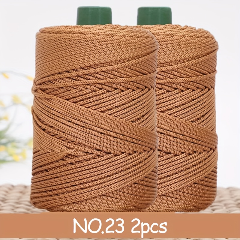 TEMU 540g/19oz Polyester 3mm Thick Icy Shiny Knitting Thread 2-pack (270g Each) For Crocheting Hats, Bags, Cushions