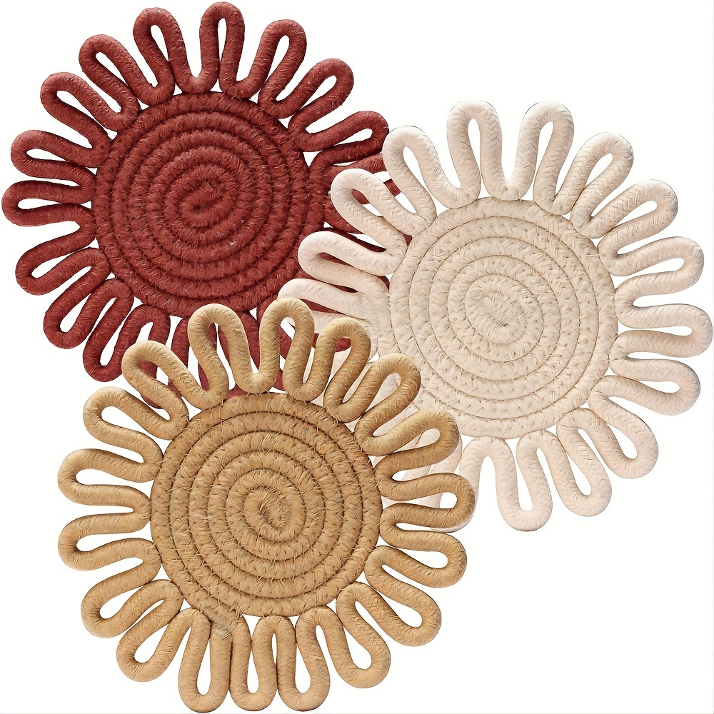 

Set Of 3 Trivets For Hot Dishes Potholders For Kitchen Hot Pads Hot Mats Or Trivets For Hot Pots And Pans Table Decorations 7.5in