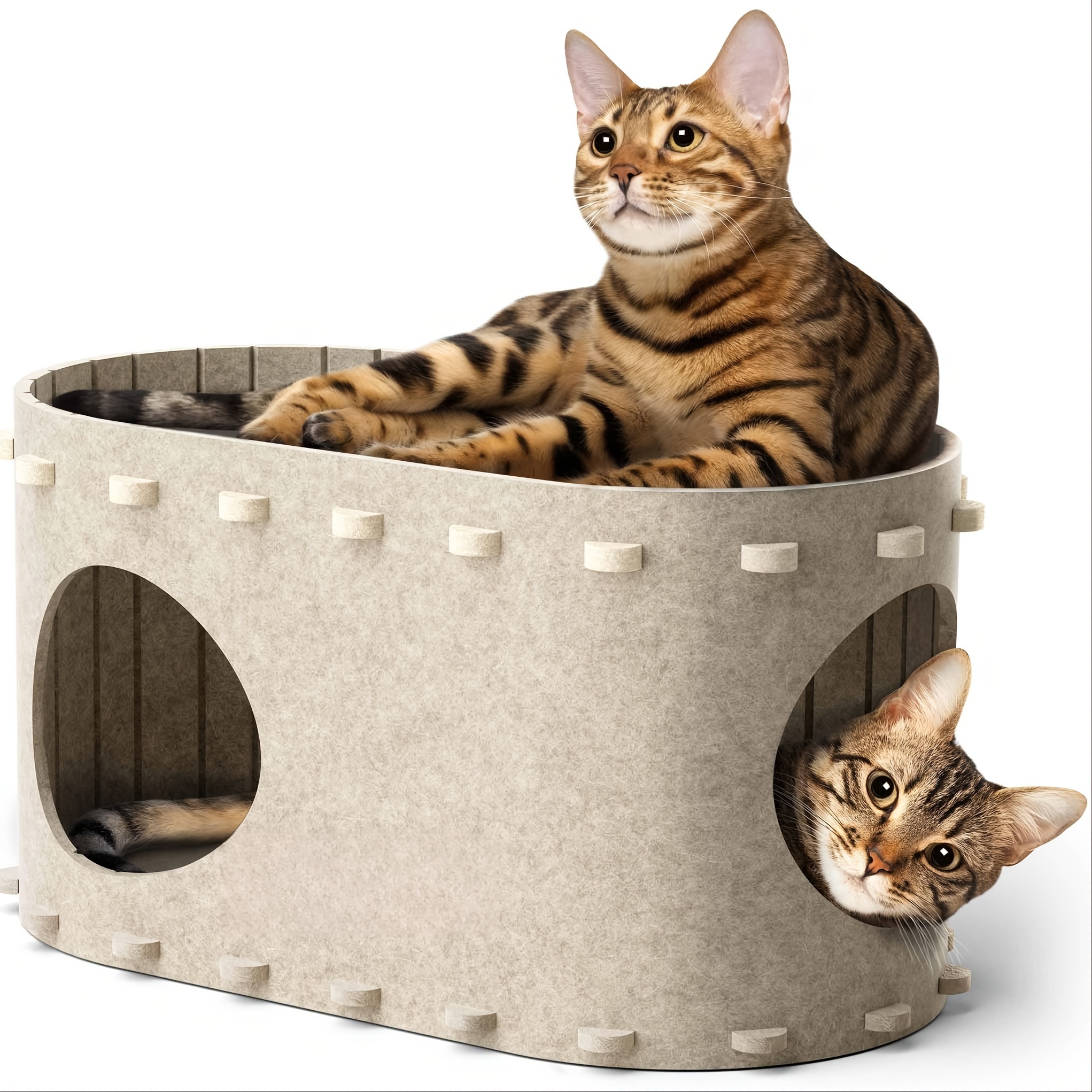 

Cat Cave Beds For Indoor Cats, Pet Cat House For Multiple & Large Cats Up To 22 Lbs, Scratch Resistant Peekaboo Cat Caves, Foldable Cat Hideaway Enclosed Bed