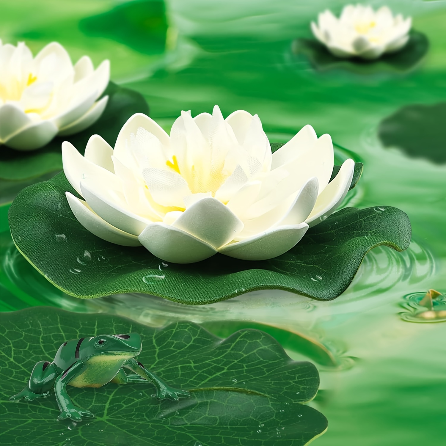 knstliche schwimmende schaumstoff-teichpflanzen (mit seerosenblttern) -  lebensechte wasserlilien, fr aquarium, pool und wasser-gartendekoration,  hergestellt aus eva-material, realistische grne bltter,  aquarium-ornamente. - haustierbedarf - Temu
