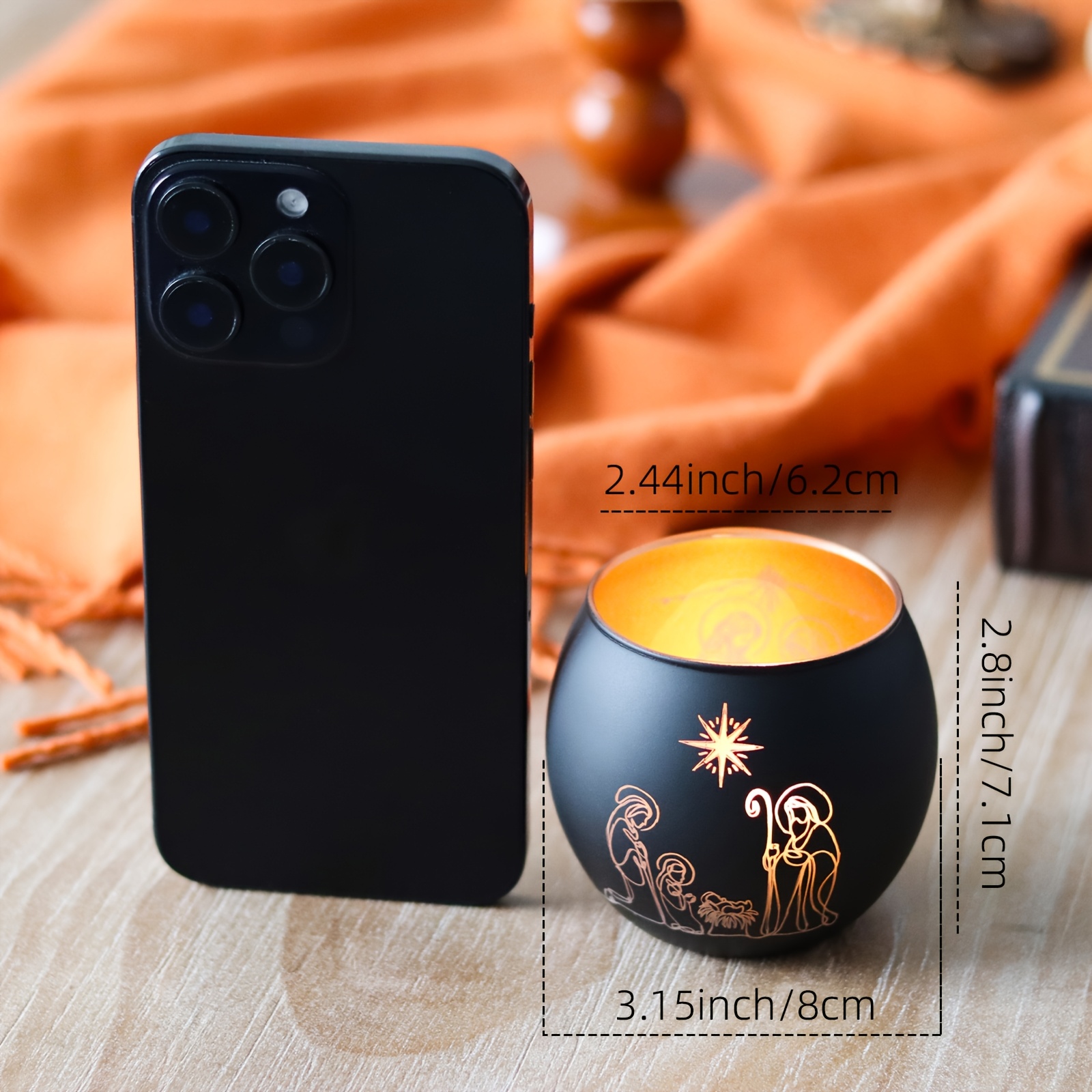 2 Bougeoirs en verre de la naissance de Jésus, décoration chrétienne, décoration de vacances de style classique, décoration de fête à la maison et au festival, nuit de la naissance de Jésus, Noël, Thanksgiving, Pâques et décoration de Nouvel An