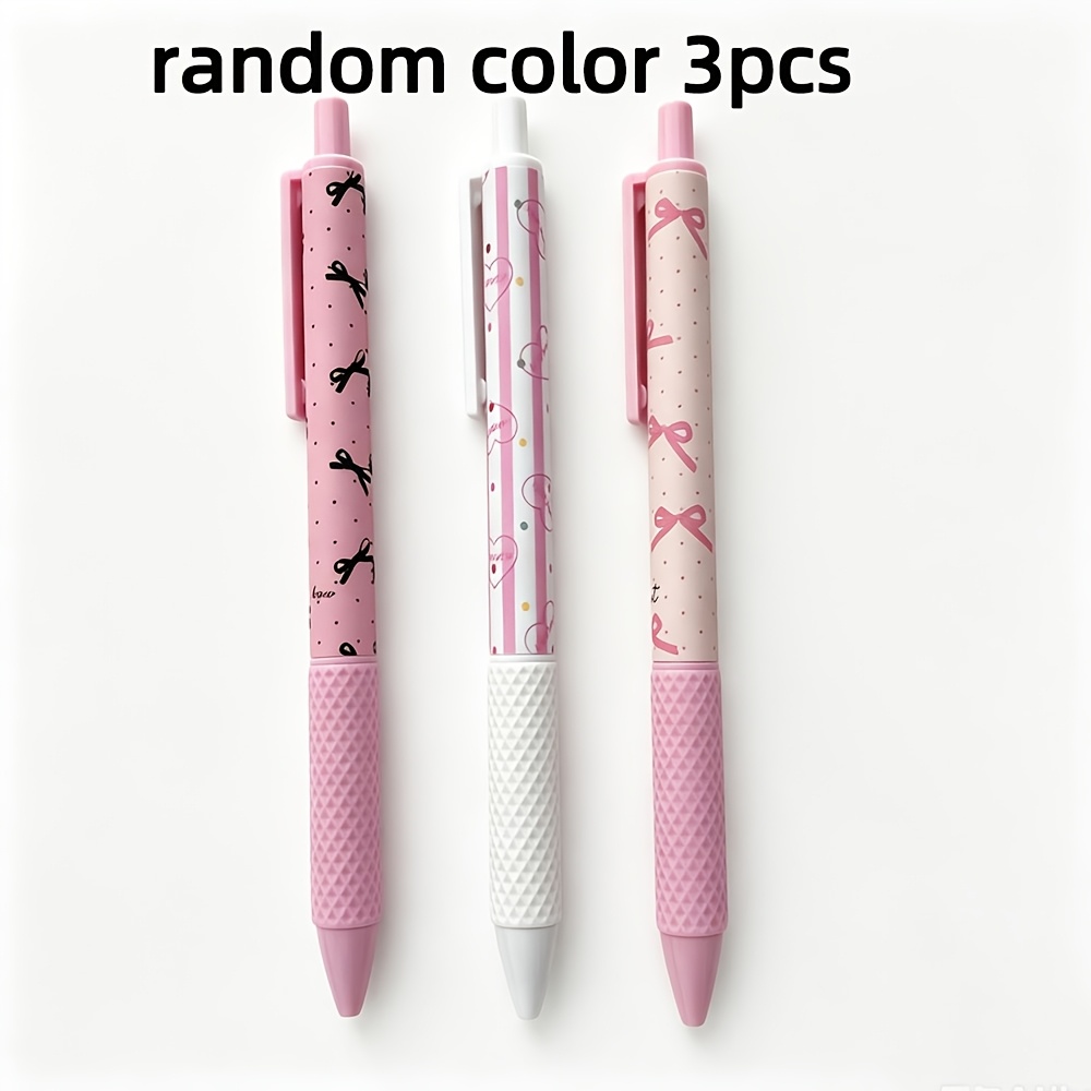 TEMU 3 unidades (Colores Aleatorios) Bolígrafo Push-Type Ins de Calidad con , Negro, Secado Rápido, Punta , Estilo Estudiante, Neutral