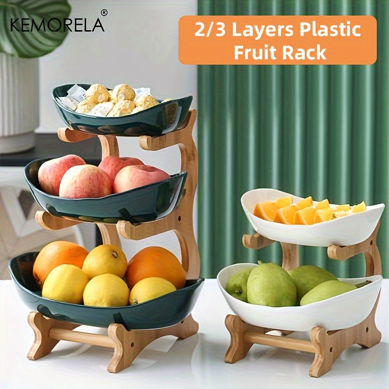 

1pc 2/3 Layers Creative Plastic Fruit Plate, New Year Spring Festival Wooden Fruit Plate, Living Room Fruit Rack, Suitable For Home, Kitchen, Restaurant, Bakery, Wedding Party Birthday