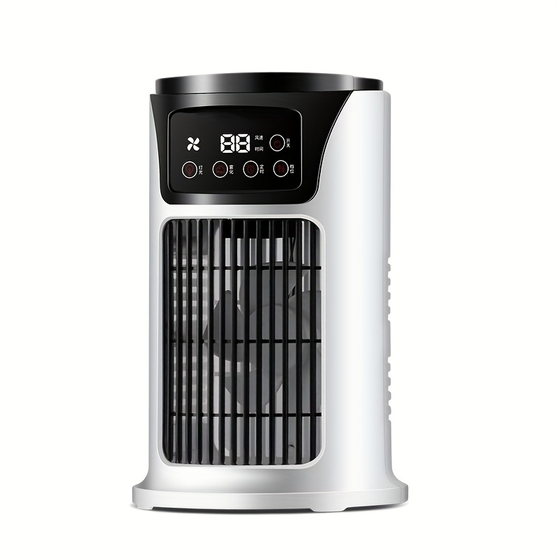 TEMU 2pcs Or 1pc Ortable Air Conditioner Fan - Mini Personal Cooler With 6 Speed Settings, Led Light In , And Timing Function For Desk Use - Ideal For Home, Office, And Summer Cooling