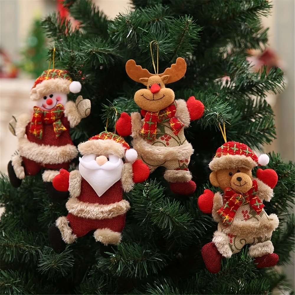 

Christmas Tree Decoration Set, 4 Christmas And Dolls For Decorating Santa/snowman/elk/bear