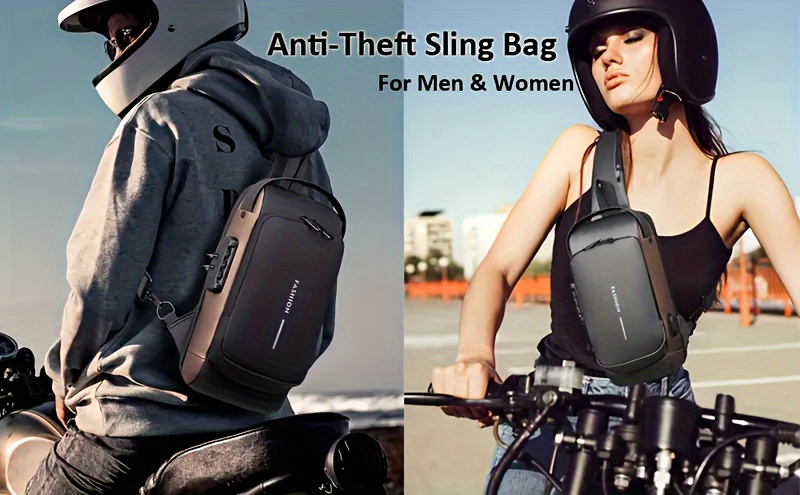 1 multifunctional fashionable crossbody bag with password lock casual travel sports chest bag wear resistant crossbody bag suitable for outdoor   strolling and daily commuting details 1