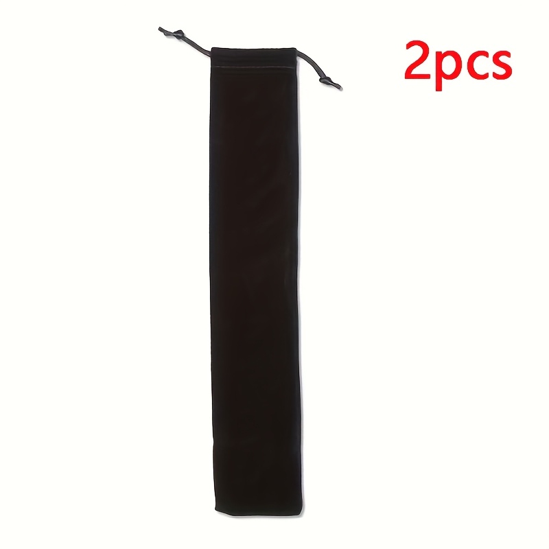 TEMU 2pcs, Large Folding Hand Fan Storage Bag, Black/khaki Velvet Cloth Bag, Long Cloth Sleeve Hand Fan Protection Bag, Drawstring Pocket Gift Bag,