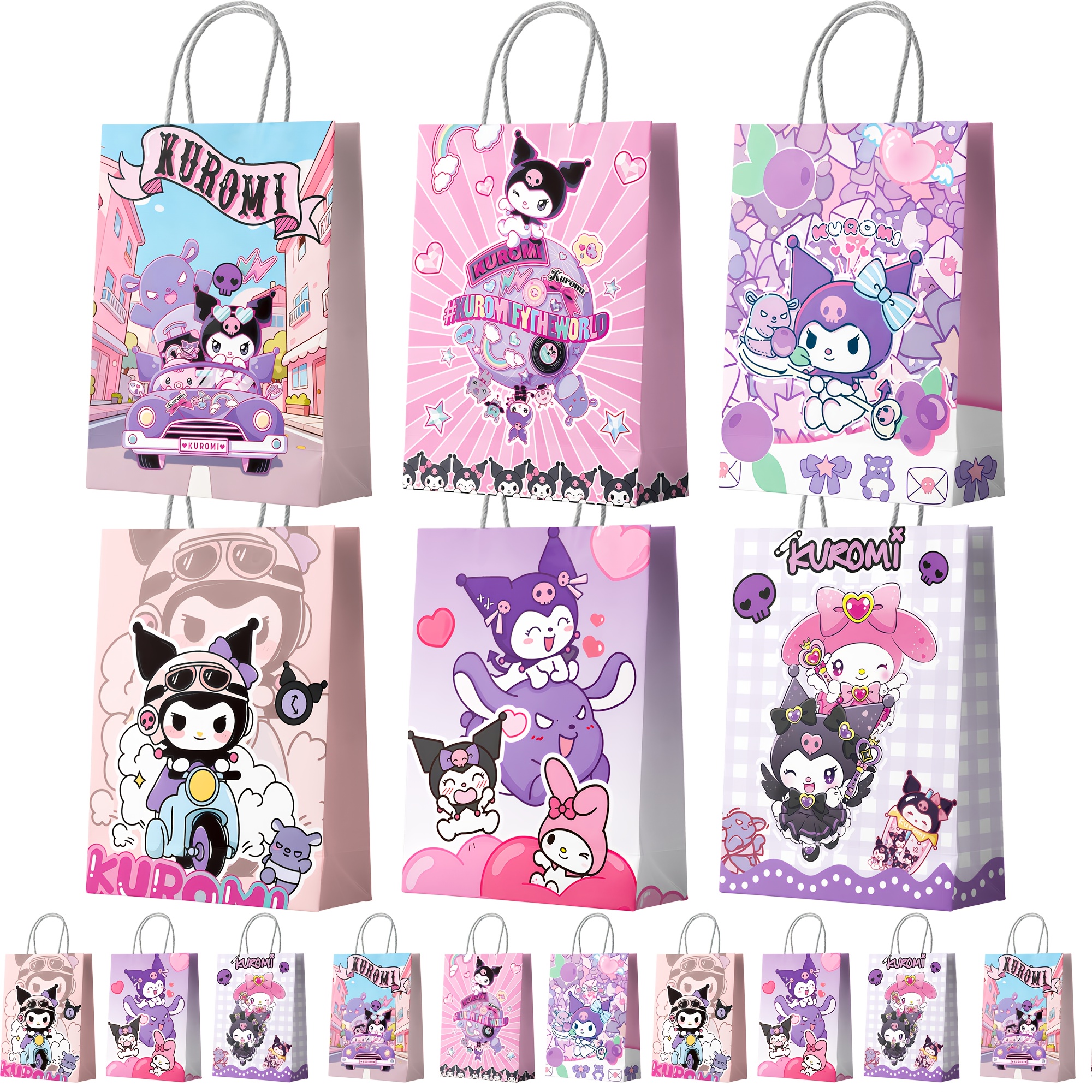 Image of Gift For Her/him 18pcs Kuromi Party Favor Bags With Handles, Kuromi Gift Bags For Party Favors/kuromi Gift Bags/kuromi Candy Bags/kuromi Treat Bags, Kuromi Paper Bags For Kuromi Decorations