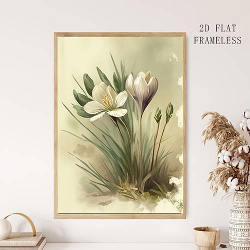 2d flat 2d flat 1pc frameless multi sizes posters prints canvas paintings saffron retro aesthetic oil painting prints plant decor floral wall art light academic style printable works