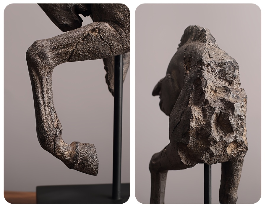 Easegen Home Vintage Rustic Horse Head Sculpture Statue - Resin Abstract Horse Statue with, Tabletop Decor Suitable for Desk, Shelf, Bookcase, Modern Home Office Decorations, Gift for Horse Lovers, Art Collectors