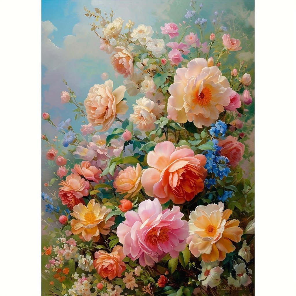 

1pc Large Size 30x40cm/11.8x15.7in Without Frame Diy 5d Artificial Diamond Art Painting Beautiful Flowers, Full Rhinestone Painting, Diamond Art Embroidery Kits, Handmade Home Room Office Wall Decor