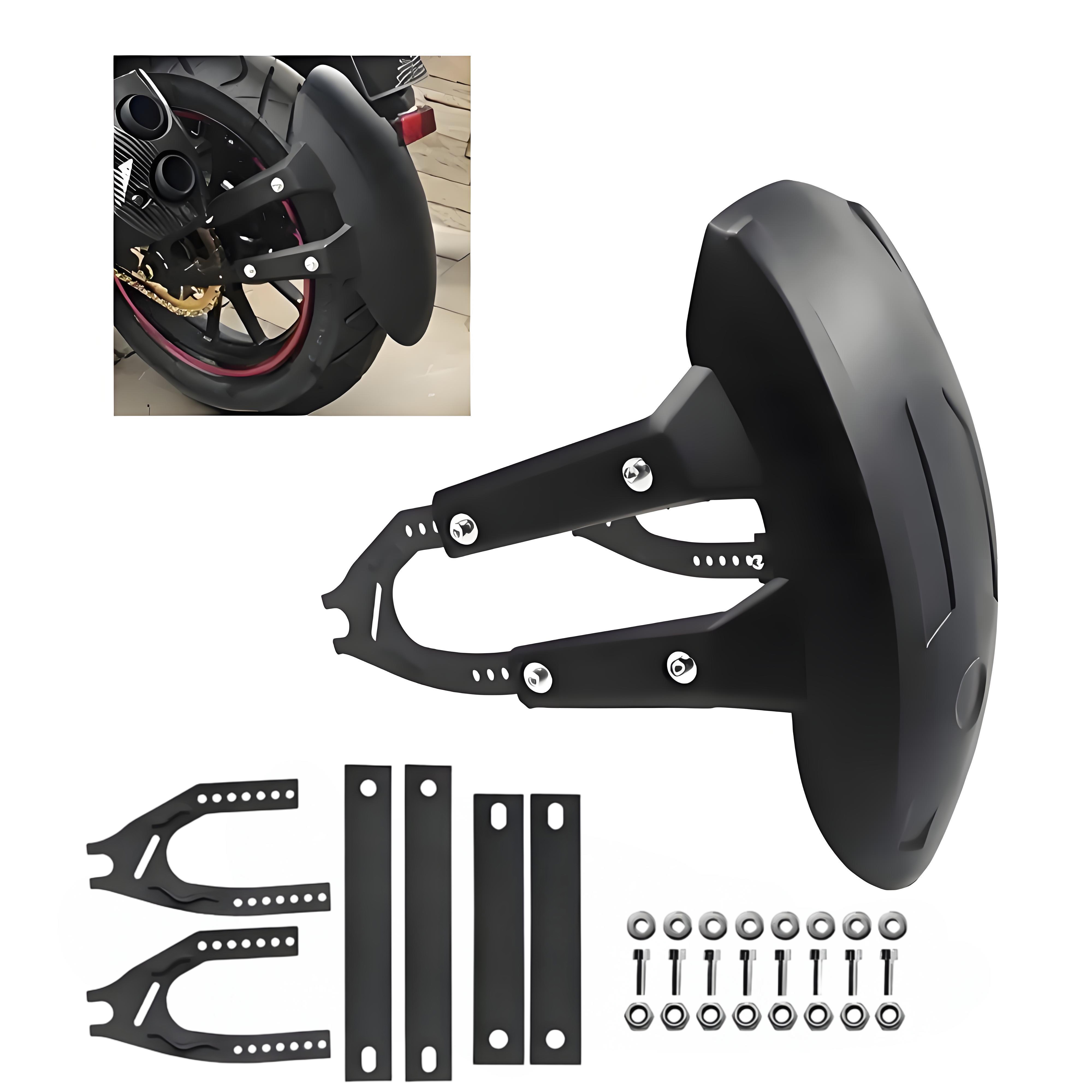 TEMU 1 Juego de Guardabarros Trasero Universal para Motocicleta con Soporte de Hierro 90-150mm, Cubierta Antisalpicaduras de Plástico, Protector de
