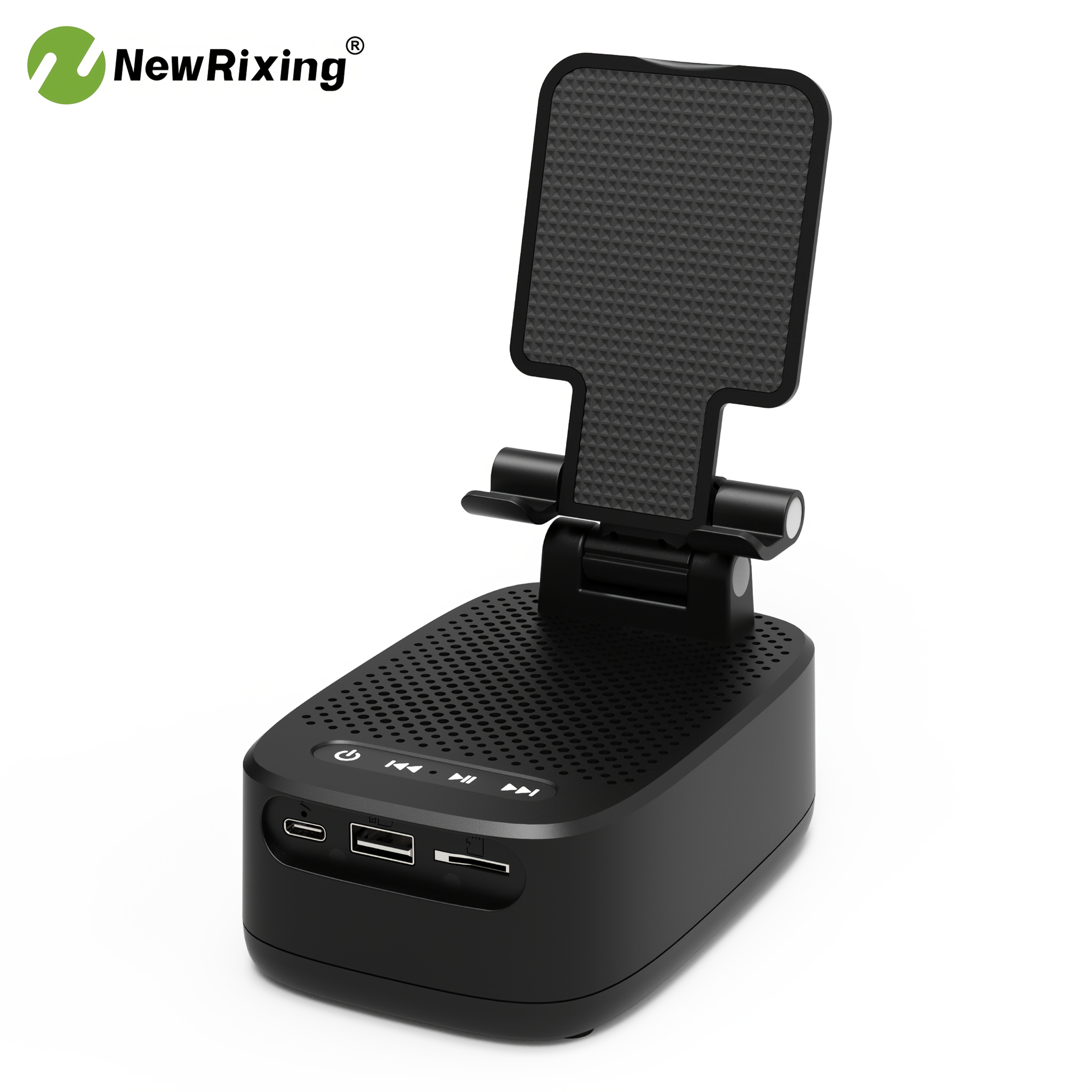 Image of Newrixing 6w Wireless Speakers With Phone Holder, Dual Pairing, 1800mah Battery, Emergency Mobile Power Bank, 6 Hour Playtime, Hifi , Loud Stereo And , Usb Charging, Supporting Tf Cards, Bt